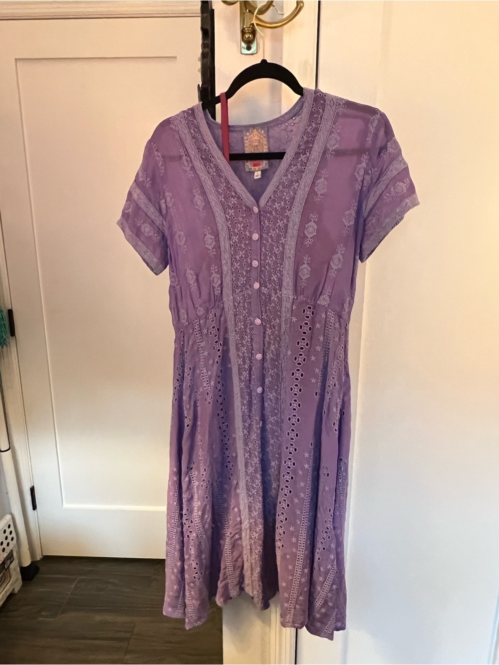 Johnny Was Lavender Embroidered Eyelet Dress